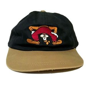 Vintage Mickey Unlimited Goofy Disney Embroidered Baseball Cap Hat Black Brown